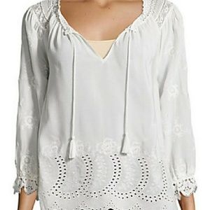 Joie Rufina 100% Silk Eyelet Blouse